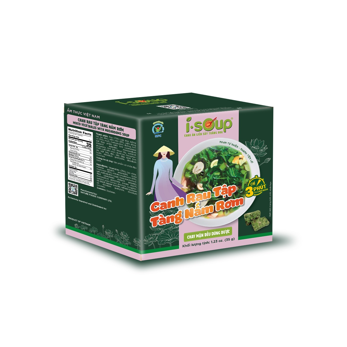 I-Soup Freeze-Dried Instant Mixed Vegetables with Mushrooms Soup (Canh Rau Tập Tàng Nấm Rơm)