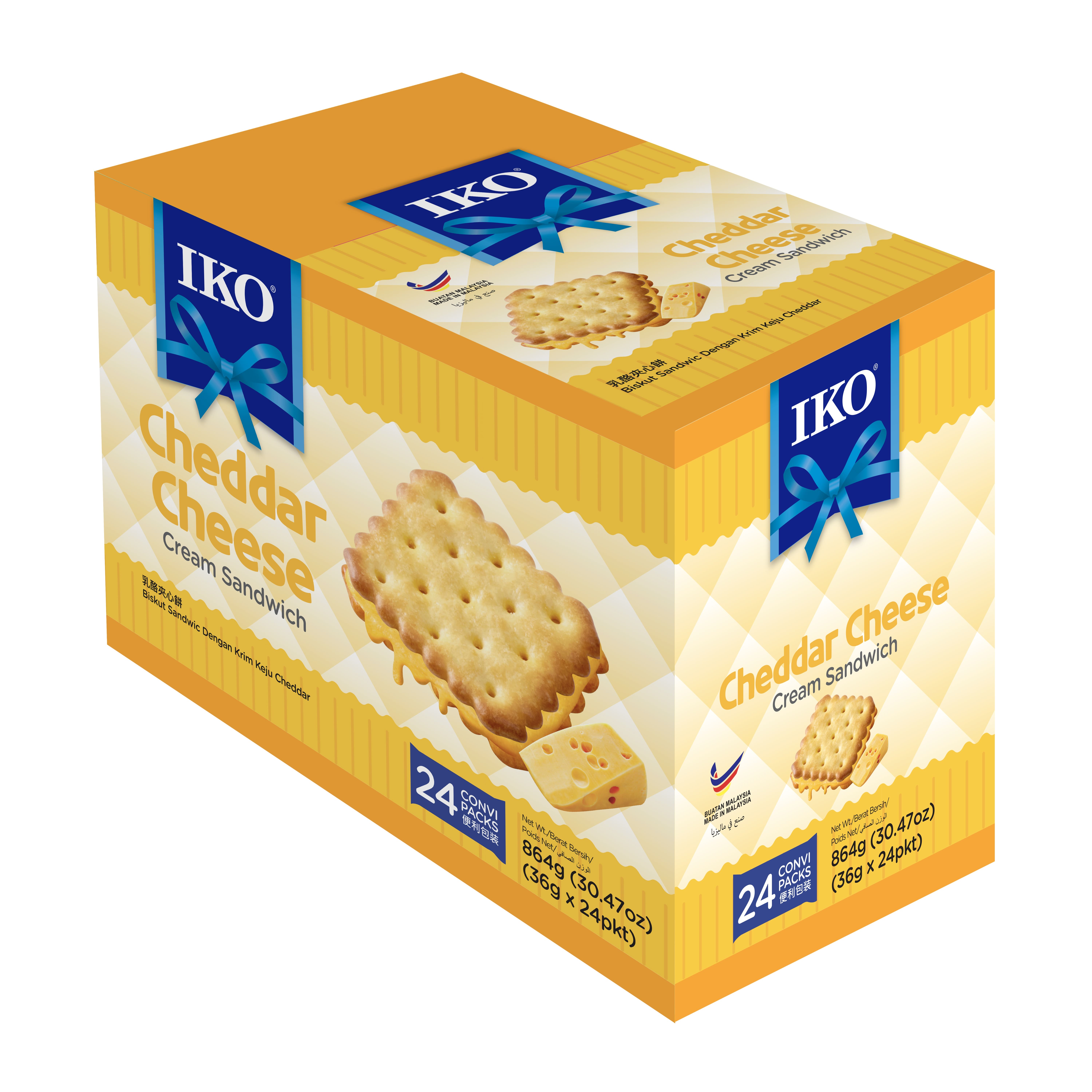 Iko Cheddar Cheese Cream Sandwich - Box (Bánh quy kẹp kem phô mai Cheddar)